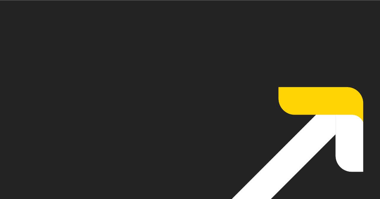 Solid black background with white and yellow arrow pointing up on right-hand side.