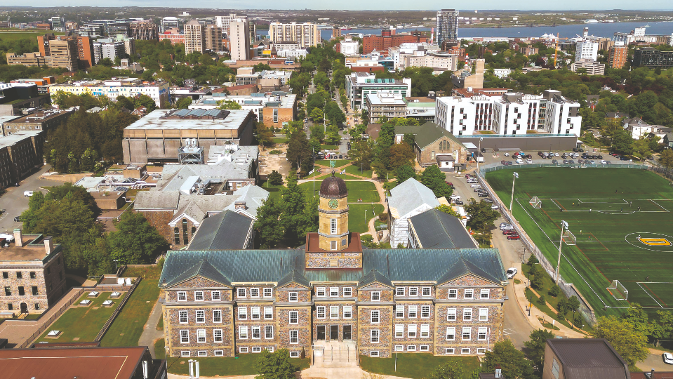 An aerial shot of Dalhousie's Studley campus