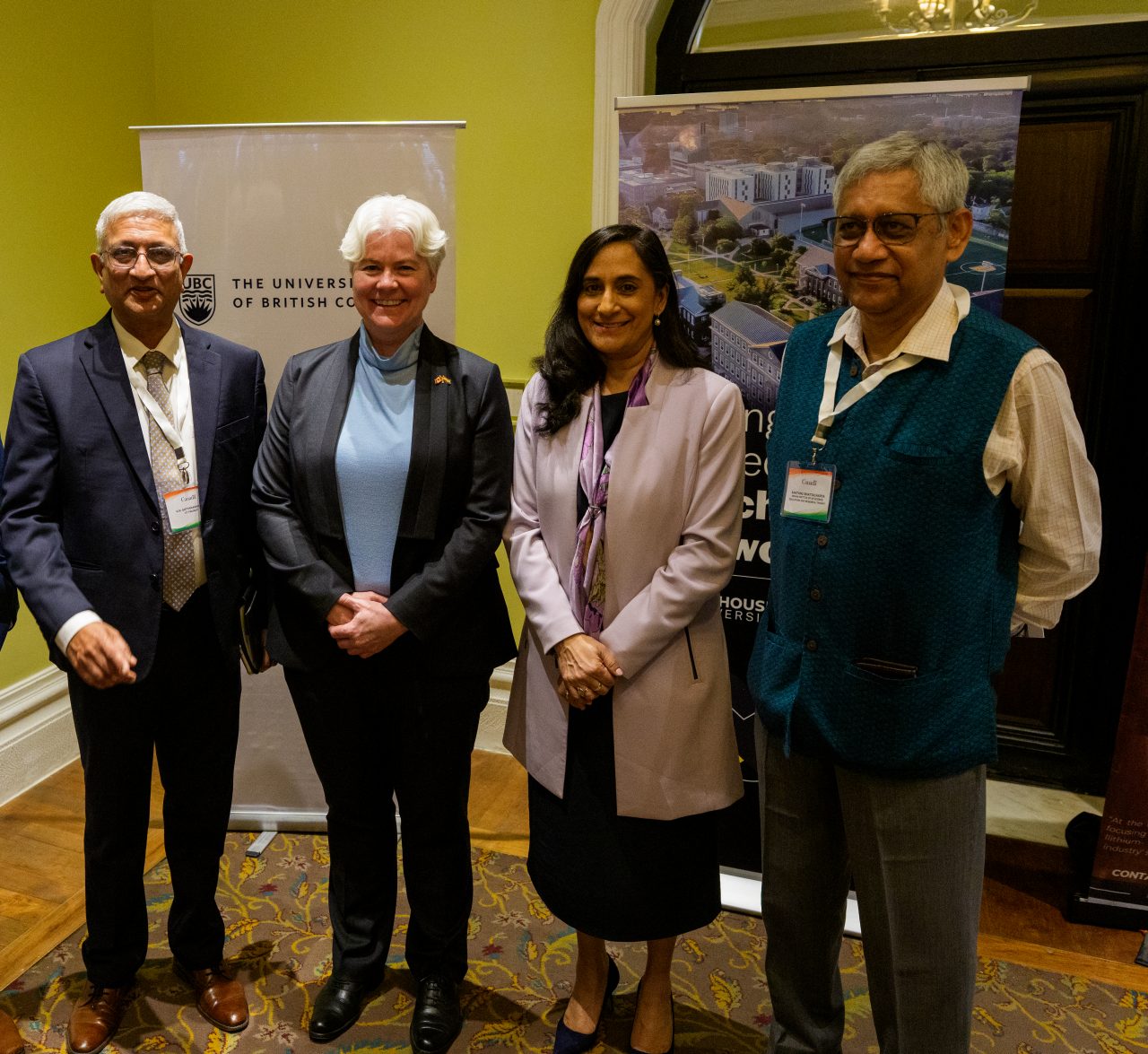 Dr. K. N. Satyanarayana, director at IIT Tirupati, Dalhousie President Kim Brooks, Canadian Minister of Foreign Affairs Anita Anand, and Dr. Santanu Bhattacharya, director of IISER Tirupati. (Lars Hagberg photos/Prime Minister’s Office,)