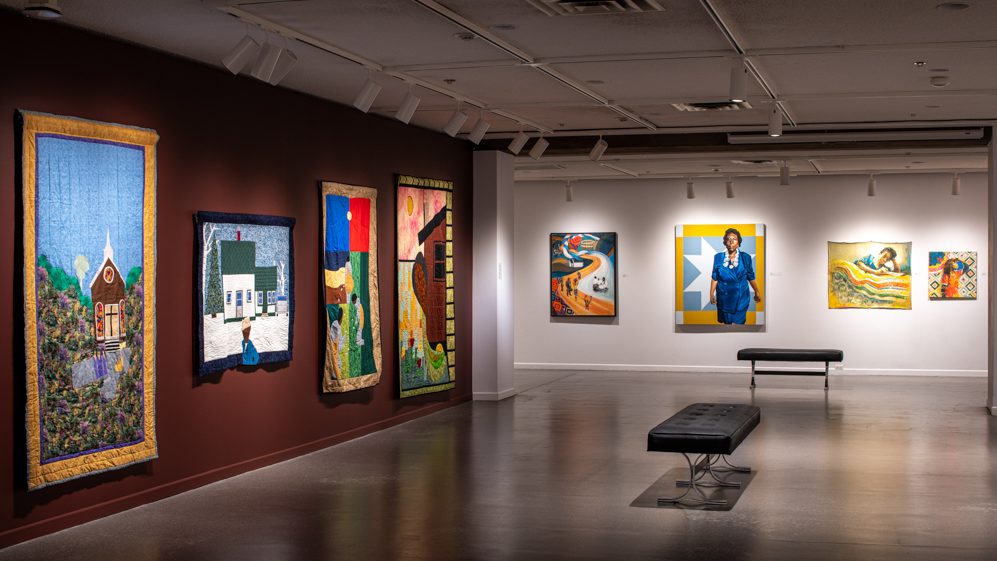 Colourful and vibrant quilts created by African Nova Scotian artisans exhibited at the Dalhousie Art Gallery.
