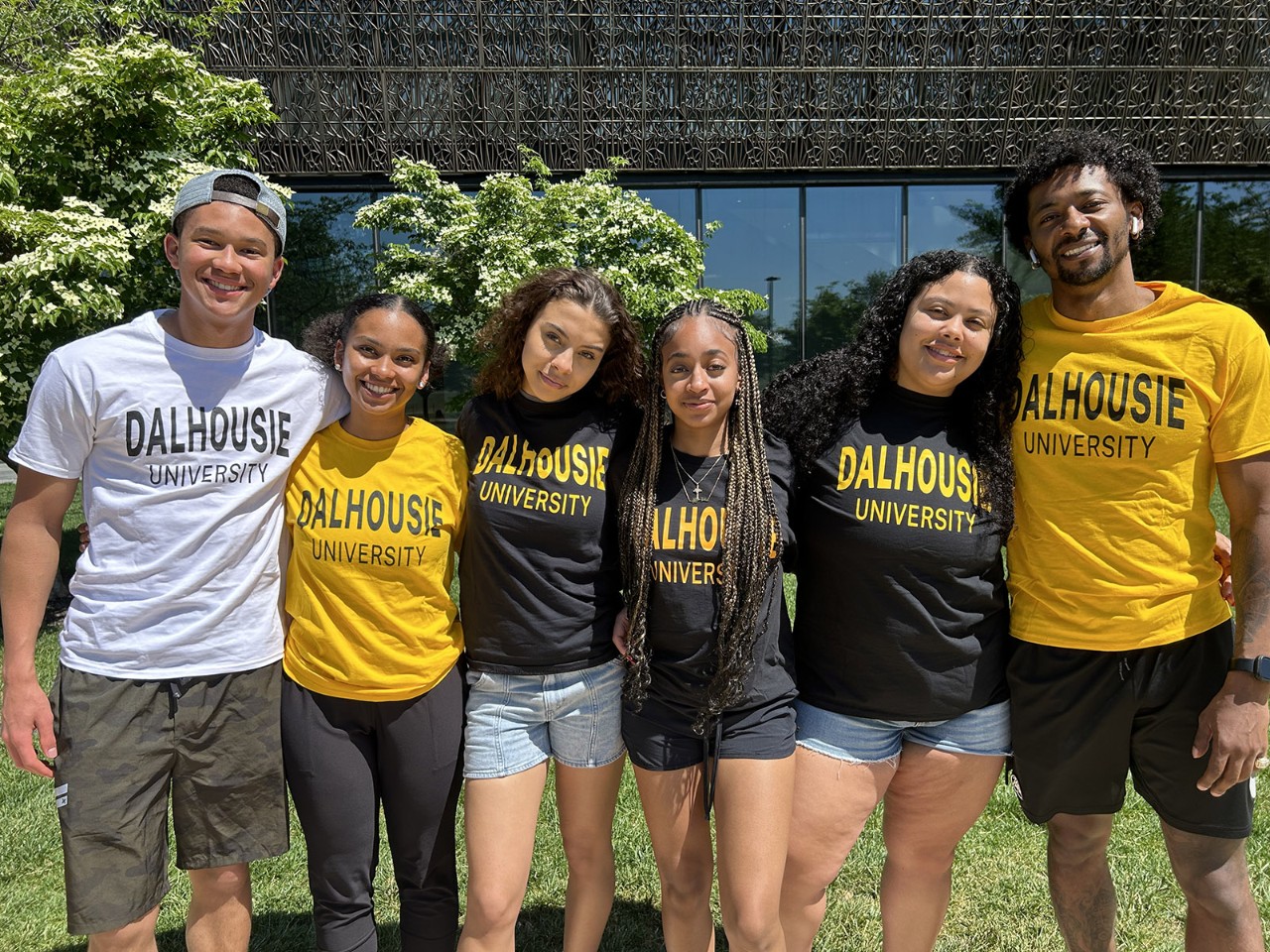 6 students dressed in dalhousie clothing