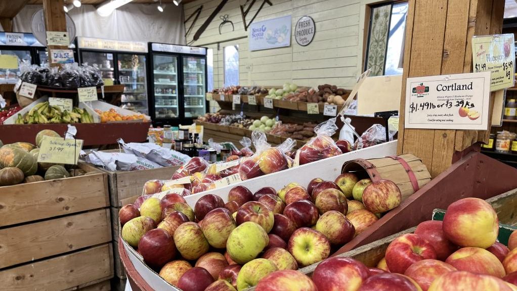 Apples in a local market in Kentville