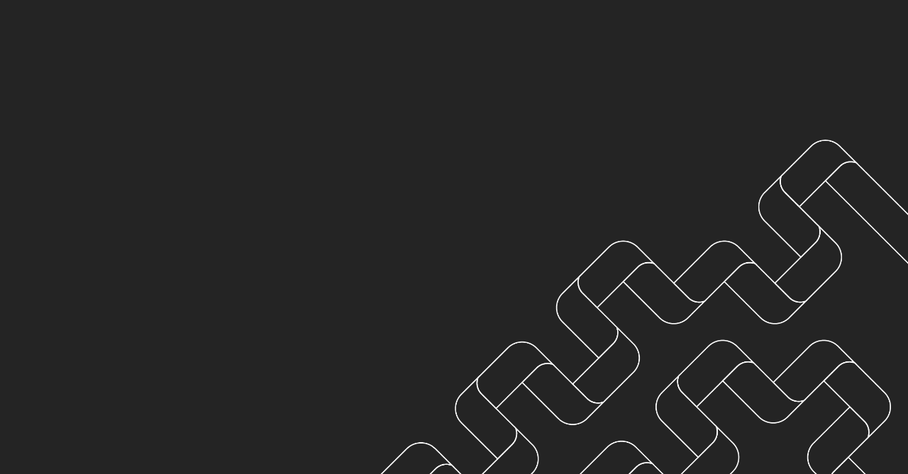 A white geometric design on a black background.