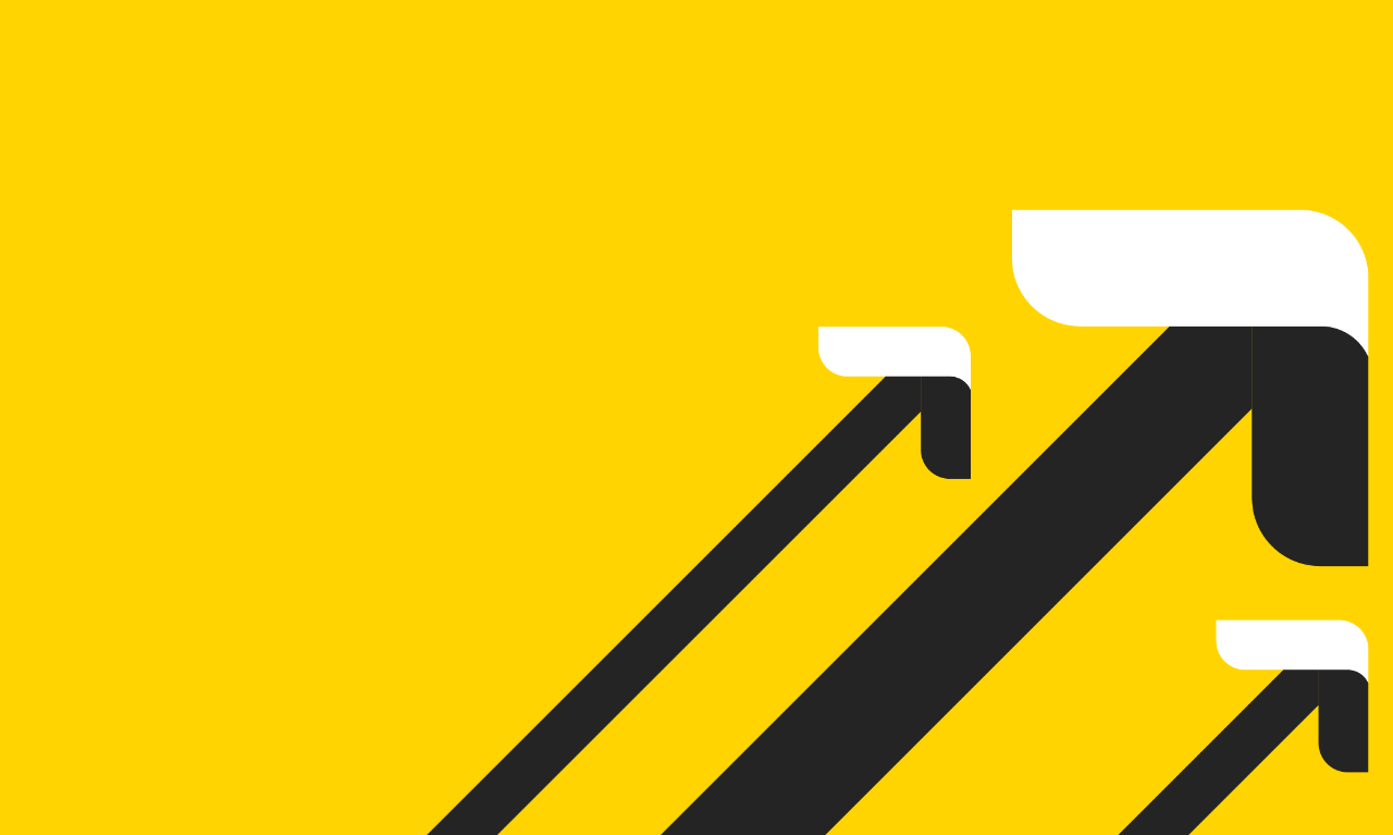A graphic with three black and white arrows shooting upwards on a bright yellow background.