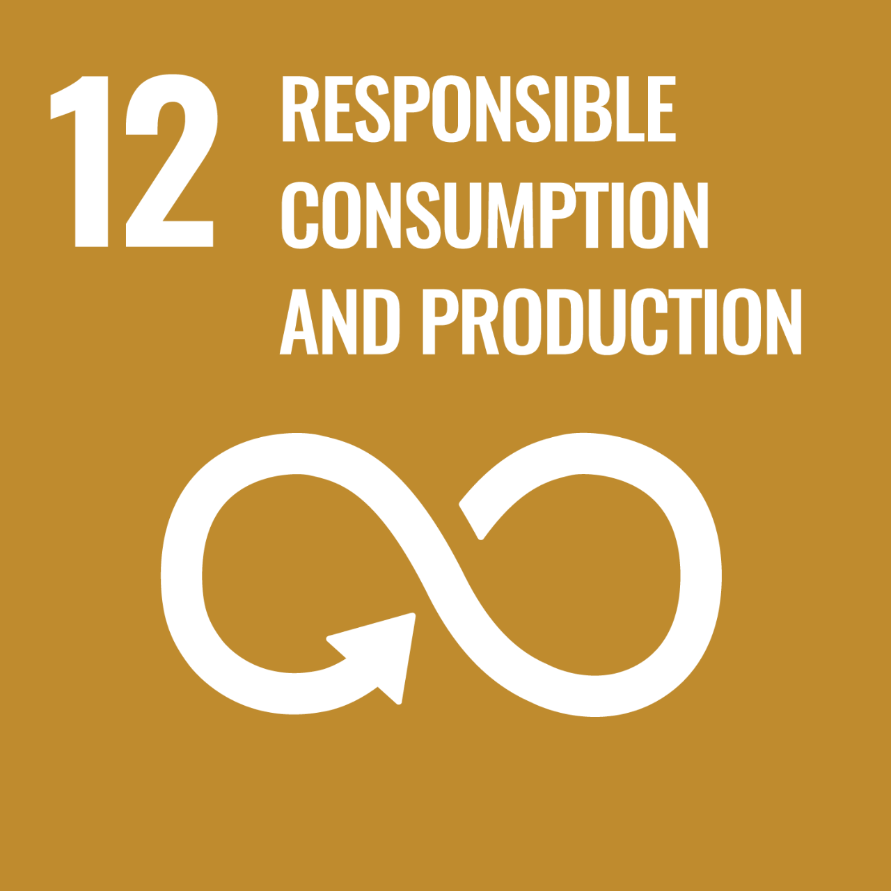 Gold icon with graphic of infinity symbol to represent UNSDG Goal 12: Responsible Consumption and Production