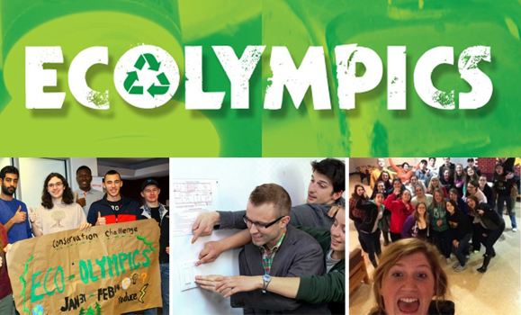 Ecolympics logo with photos from events.