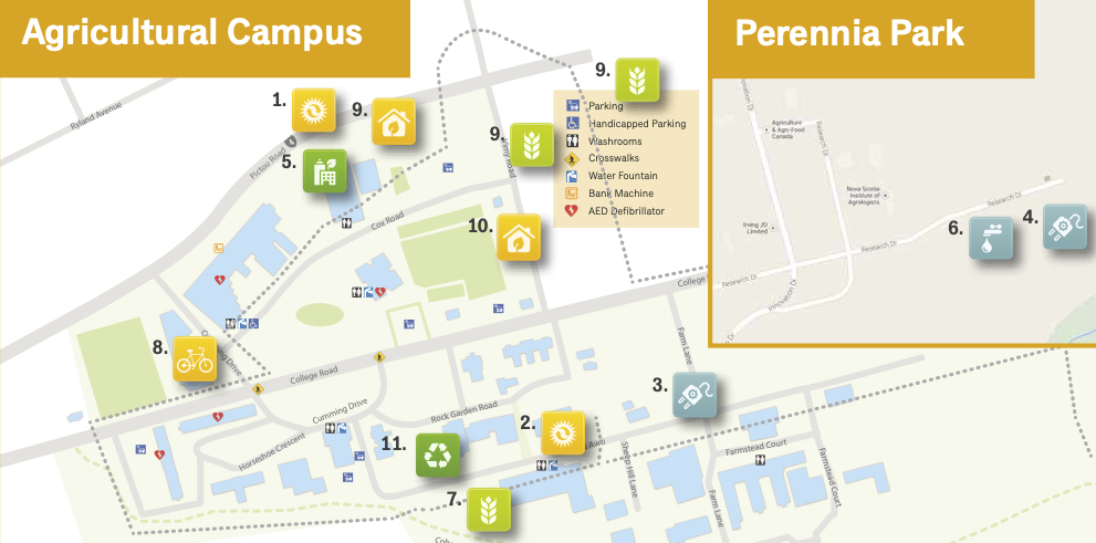 Agricultural campus sustainability tour map