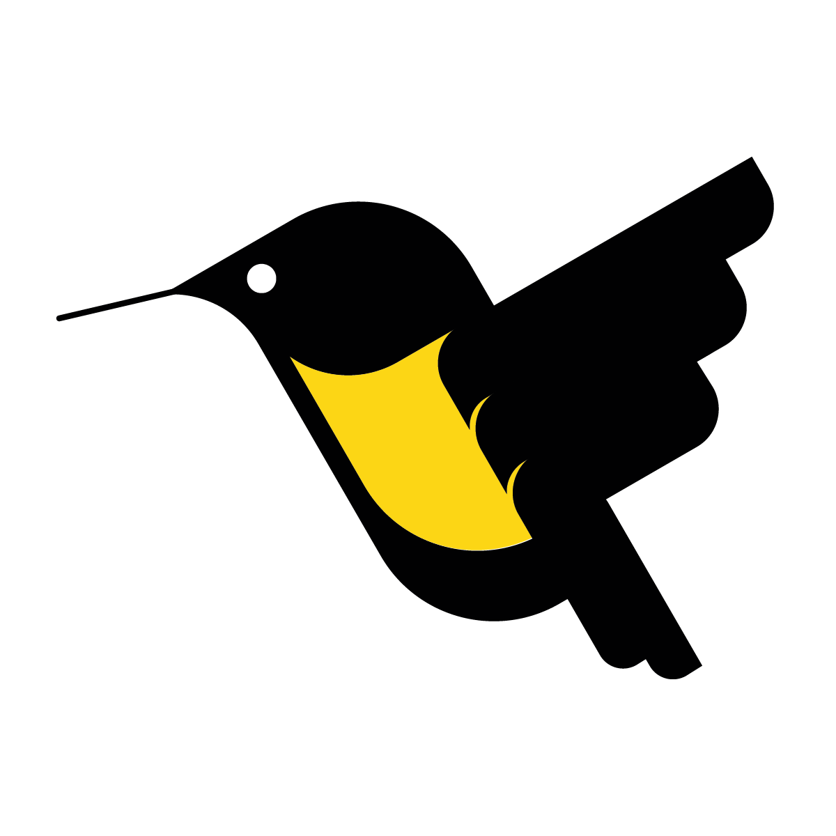 A black and yellow hummingbird icon.