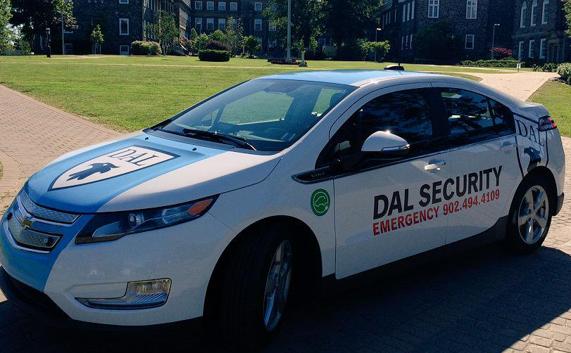 A Dal Security vehicle parked in the quad on Dalhousie's Studley campus.
