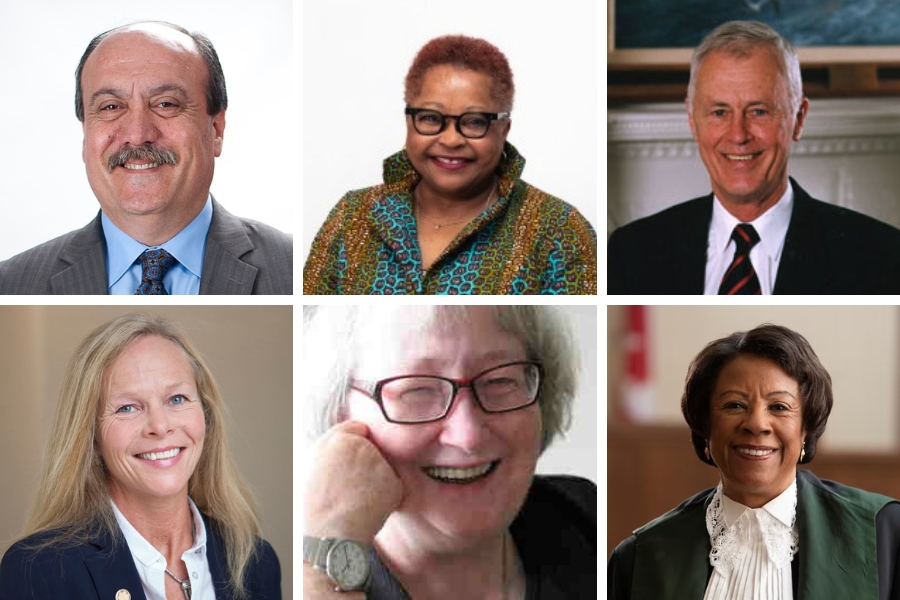 Six portraits of honourees in a grid.