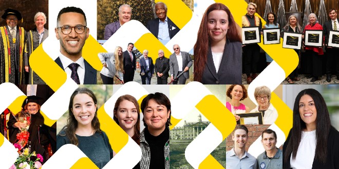 A collage of photos representing the 2023 wrap-up of alumni news.