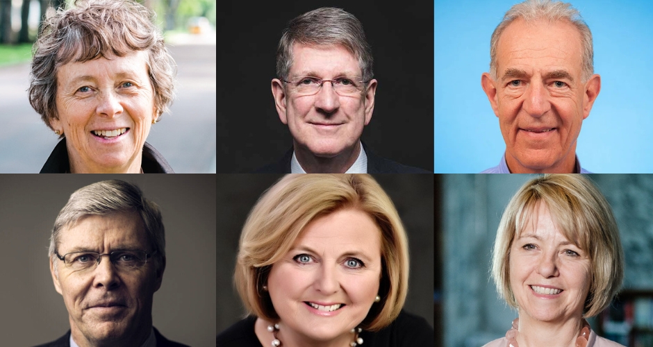 A collage of head shots of six notable alumni.