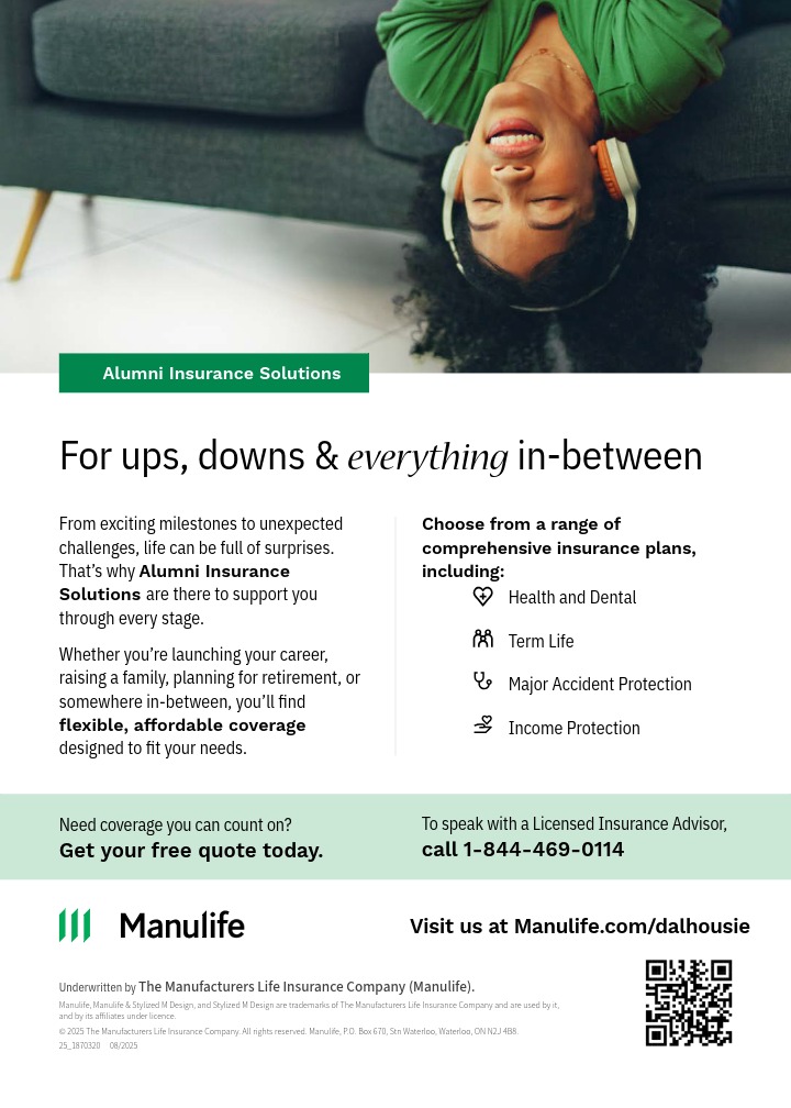 Manulife ad for Dalhousie alumni.