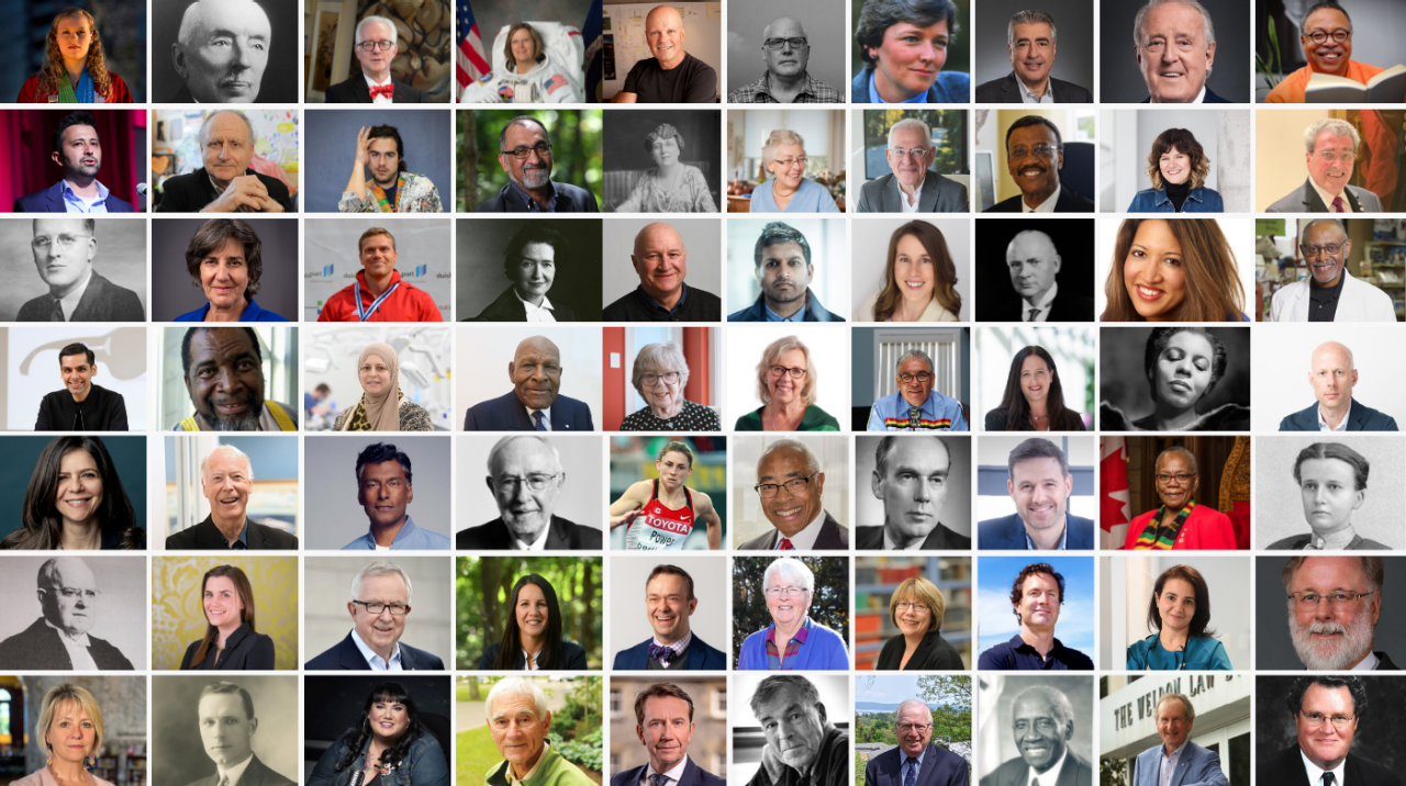 A collage of portraits of notable alumni from Dalhousie.