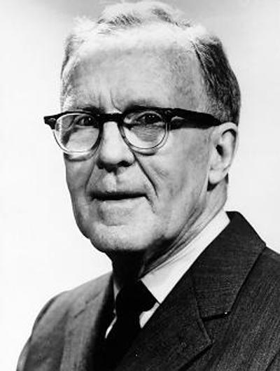 Donald Hebb portrait in black and white.