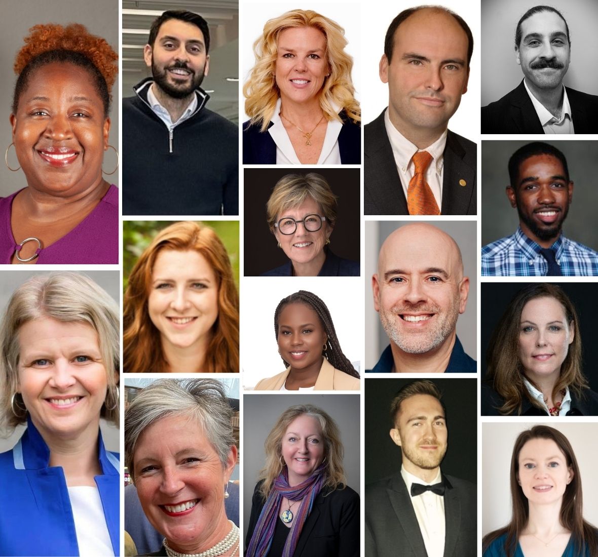 A collage of headshots of the board members.