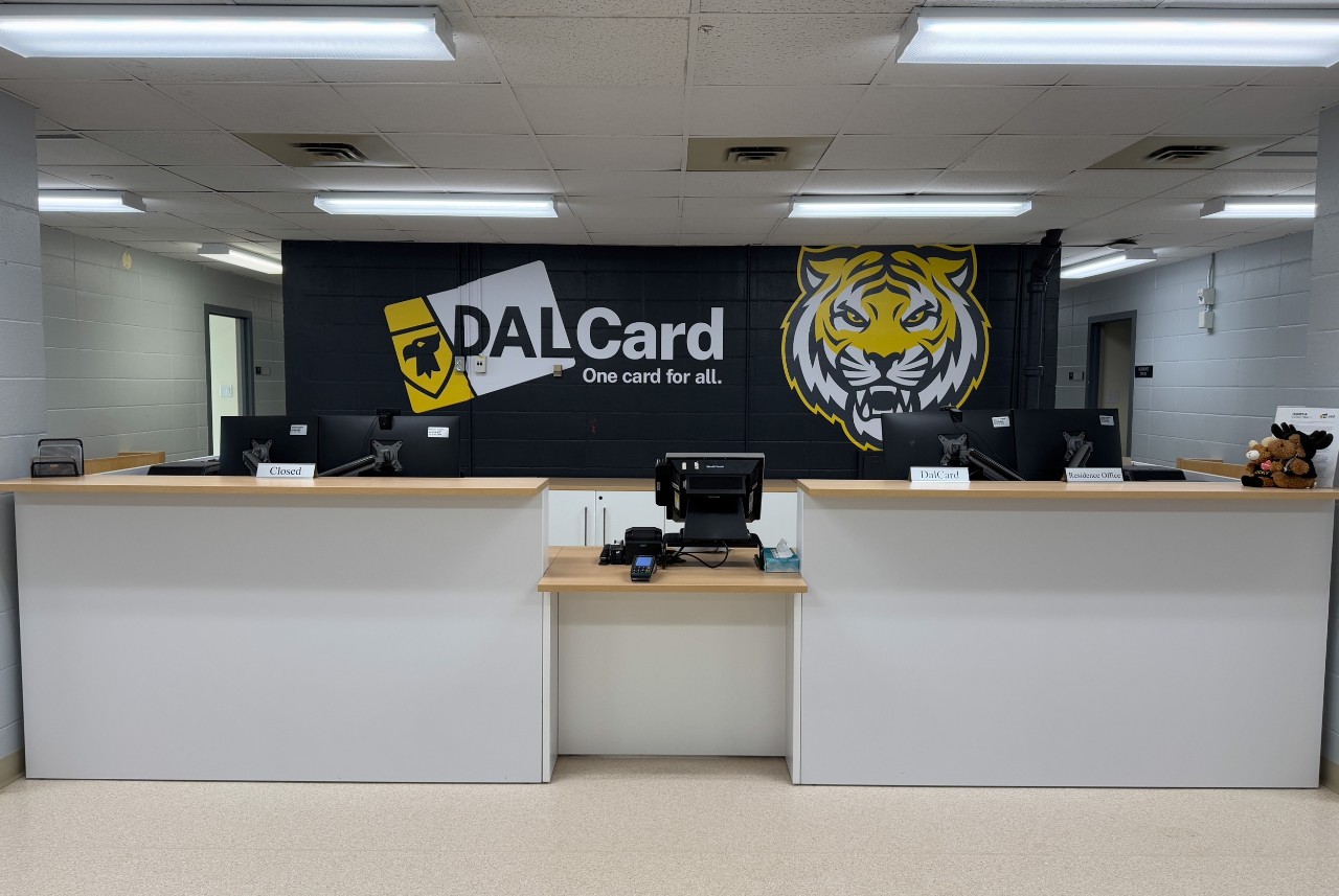 A wide photo of the DalCard office service counter