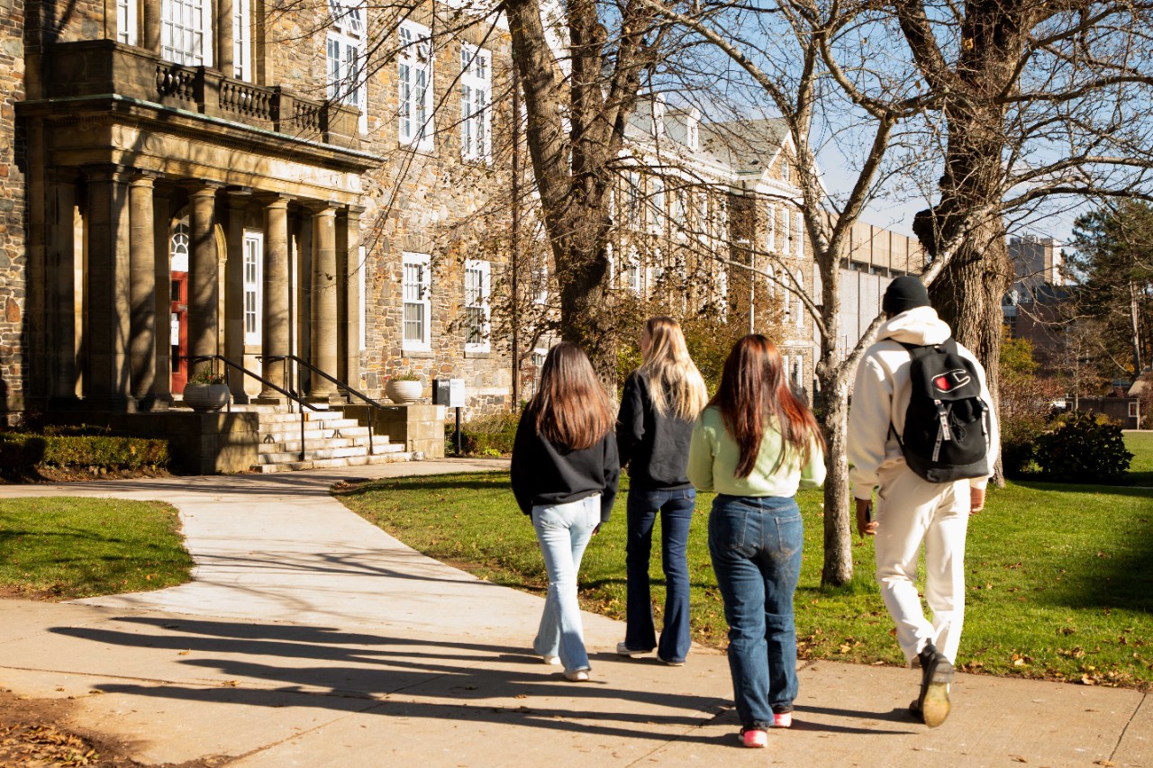 International Students at Dalhousie walking on campus.