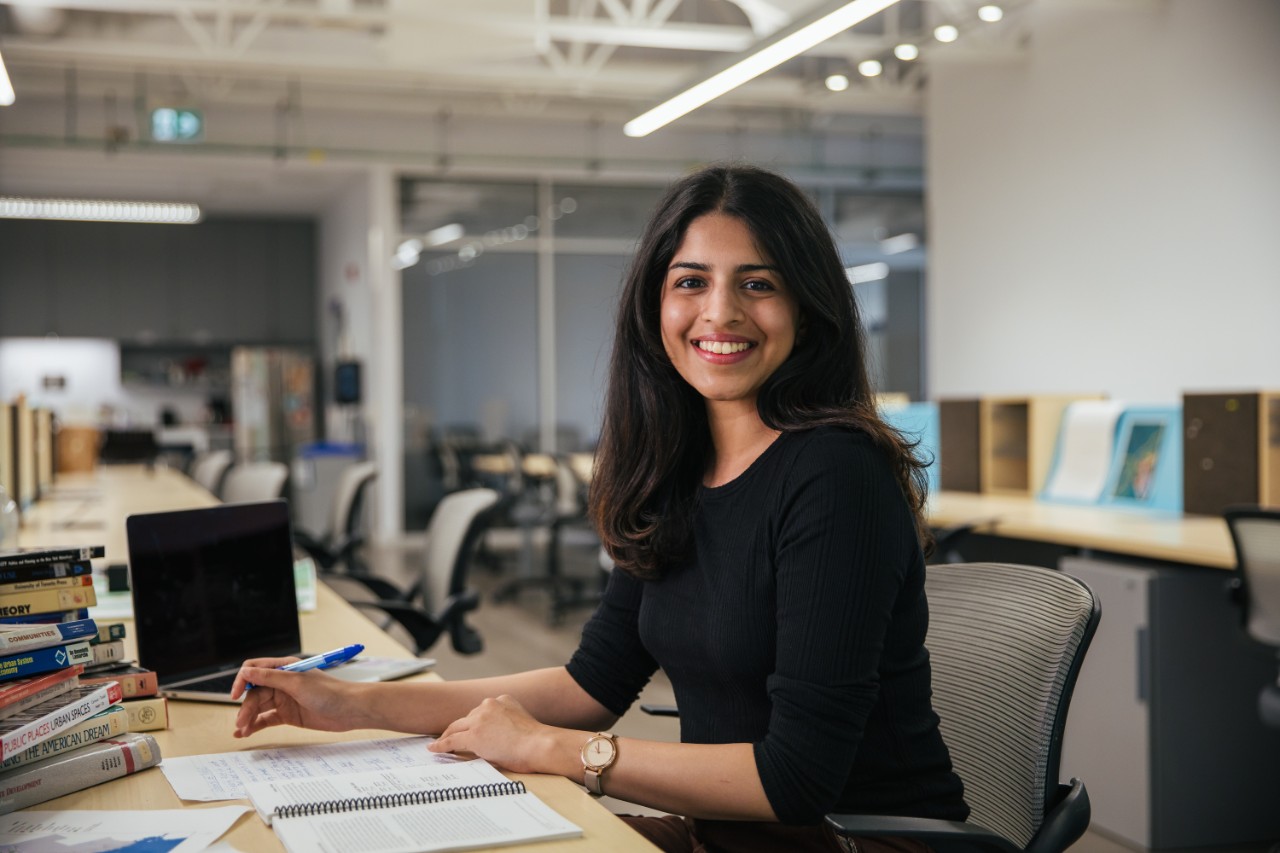 headshot of master of planning student in the design studio