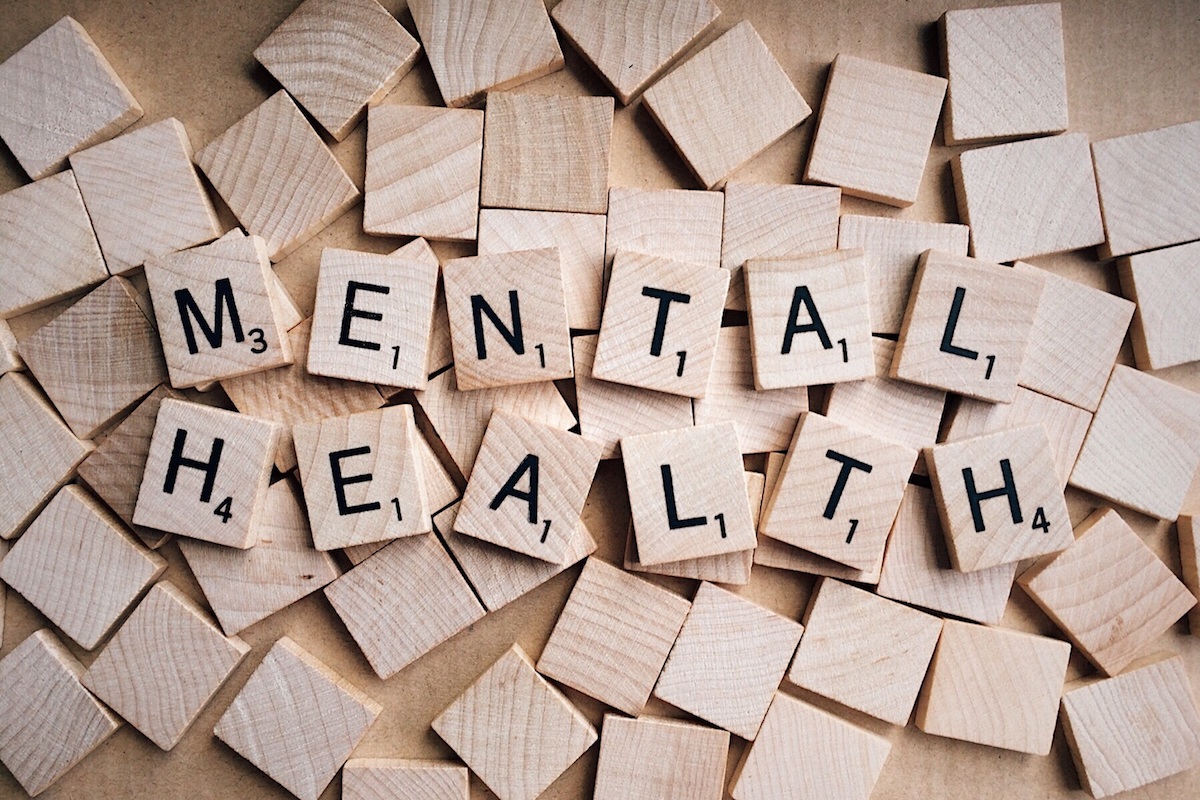 Block letters spell out mental health