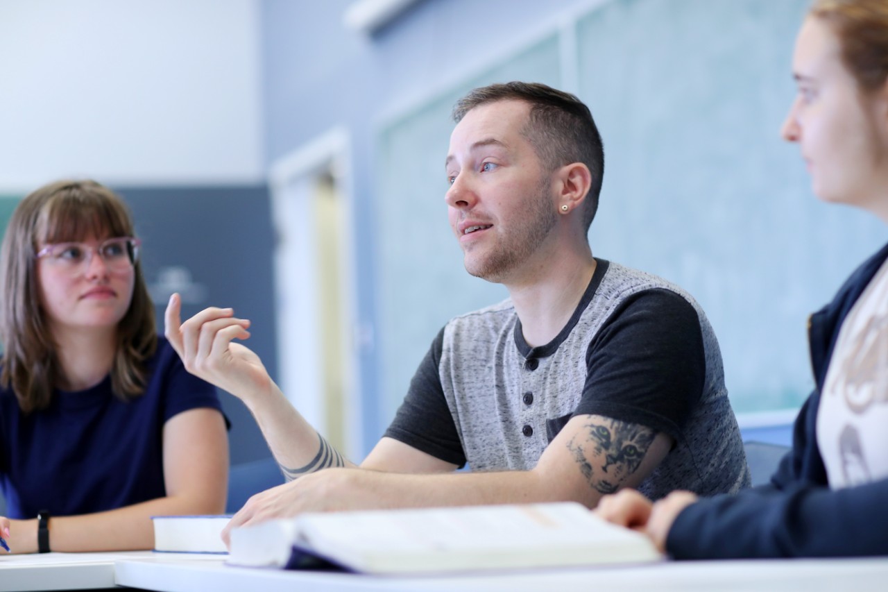 Dalhousie Science students and faculty discuss a concept during a math class