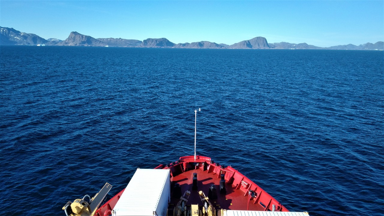 An oceanography research vessel at sea