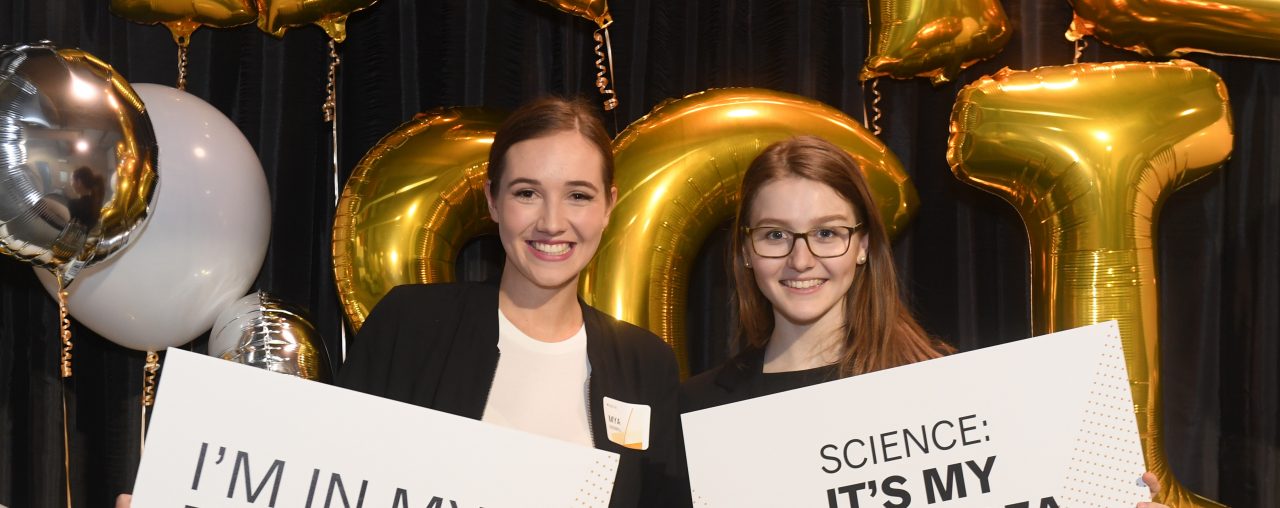 Students pose for a photo together while they attend the Dalhousie Science Deans Reception