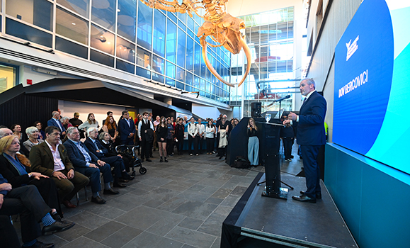 Attendees listen to remarks at the Beaty Centre's unveiling