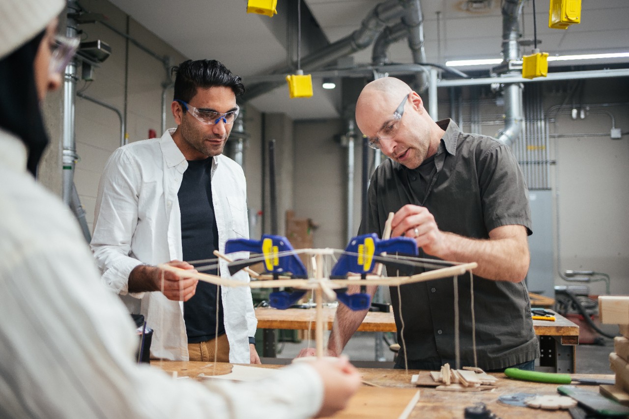 Architecture students in a workshop