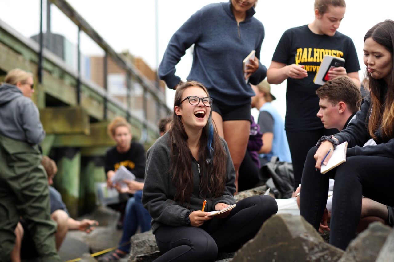 A group of students during a field trip to the beach