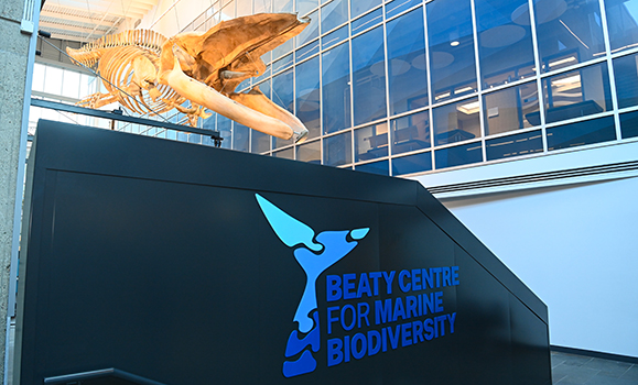The Beaty Centre for Marine Biodiversity signage in the Steele Ocean Sciences Building