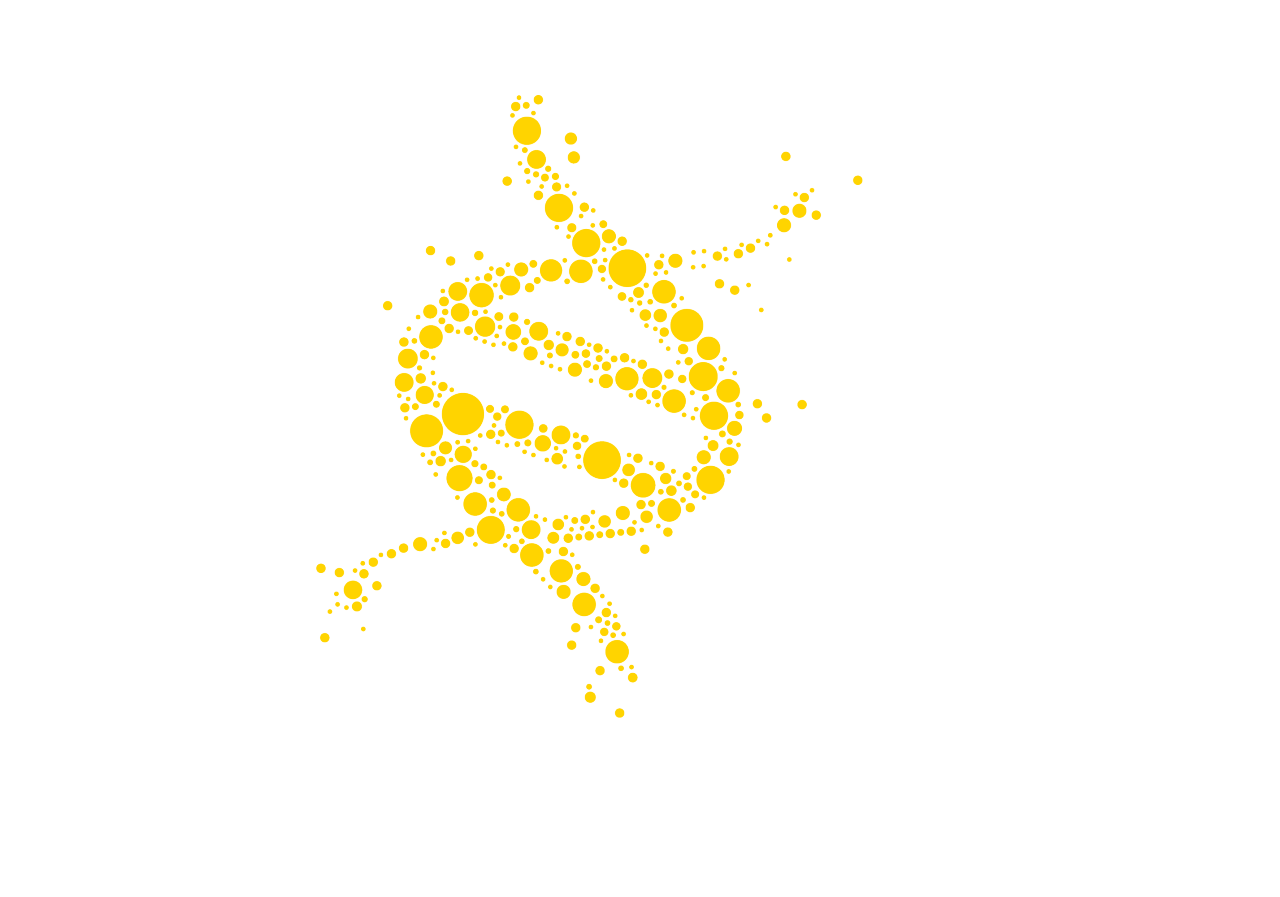 Yellow circles form the shape of a DNA strand