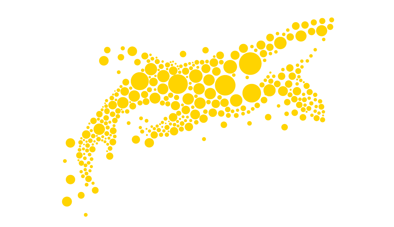 Yellow circles form the shape of a whale