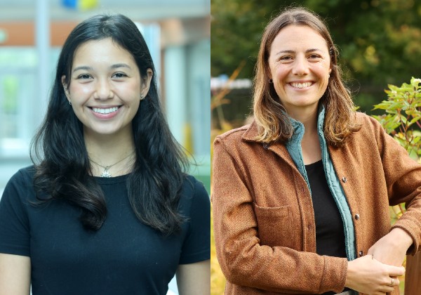 A composite of pictures of two women. The one on the left has black hair and is wearing a black t-shirt. The one of the right has blonde hair and is wearing a brown jacket