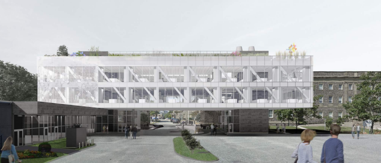 A rendering image of the exterior of Dalhousie's Physical Sciences Centre