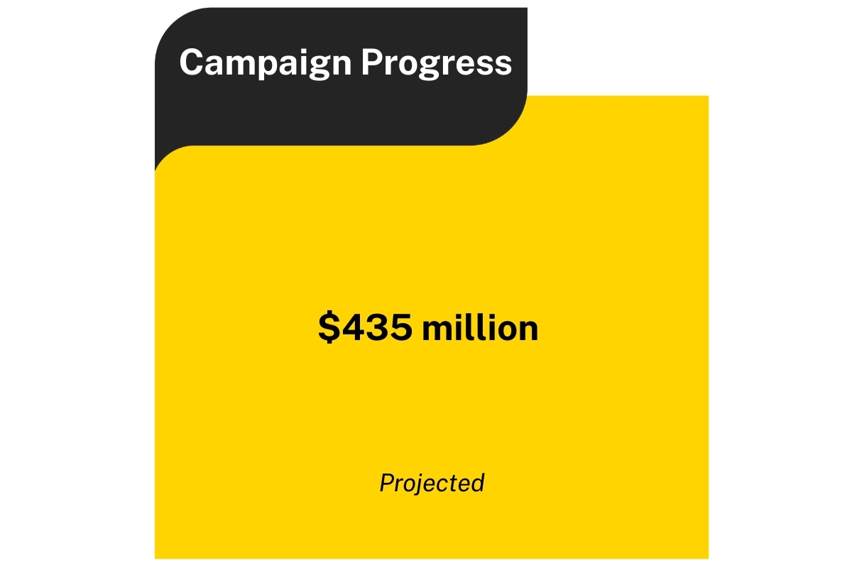A graphic depicting the year's fundraising campaign progress.