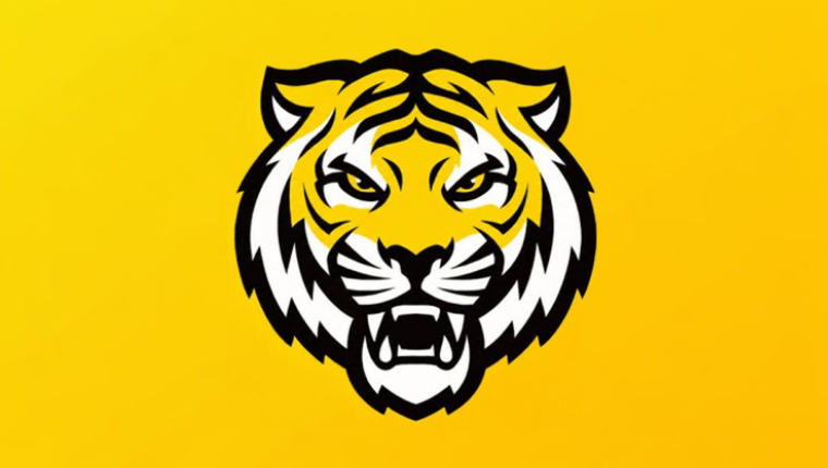 Dal tiger graphic on yellow background.