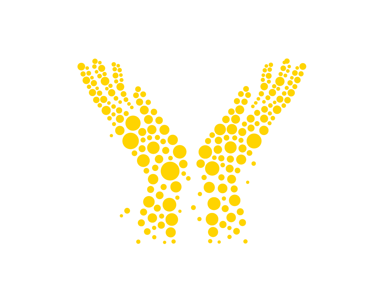 yellow circles create the shape of two hands