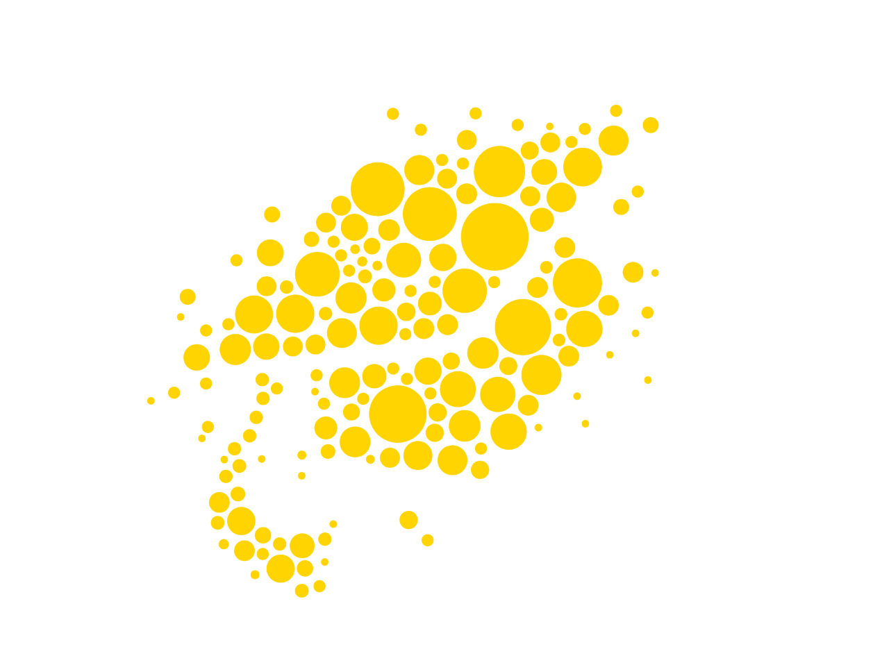 yellow circles make up the shape of a graduation cap