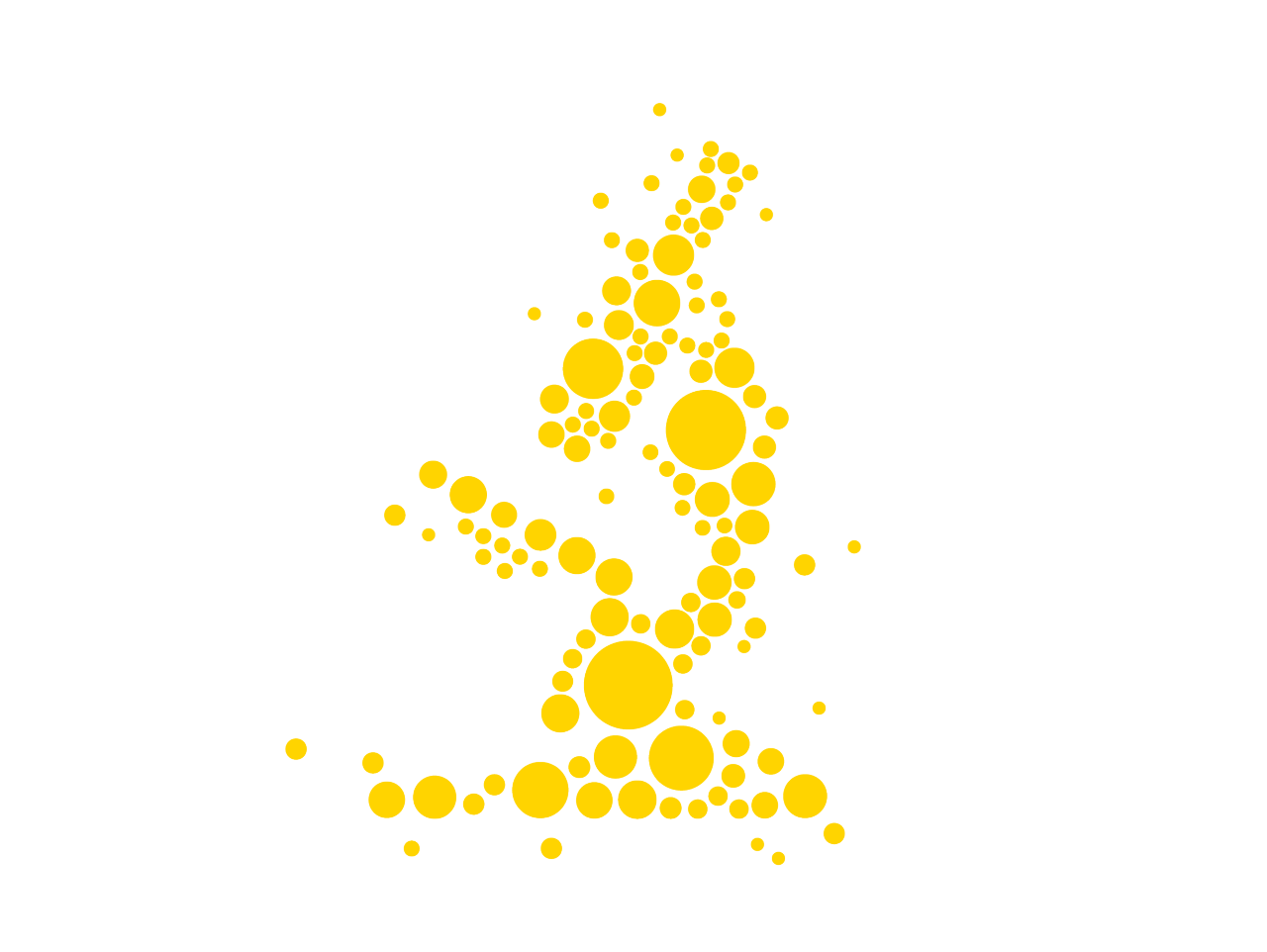 yellow circles make up the shape of a microscope