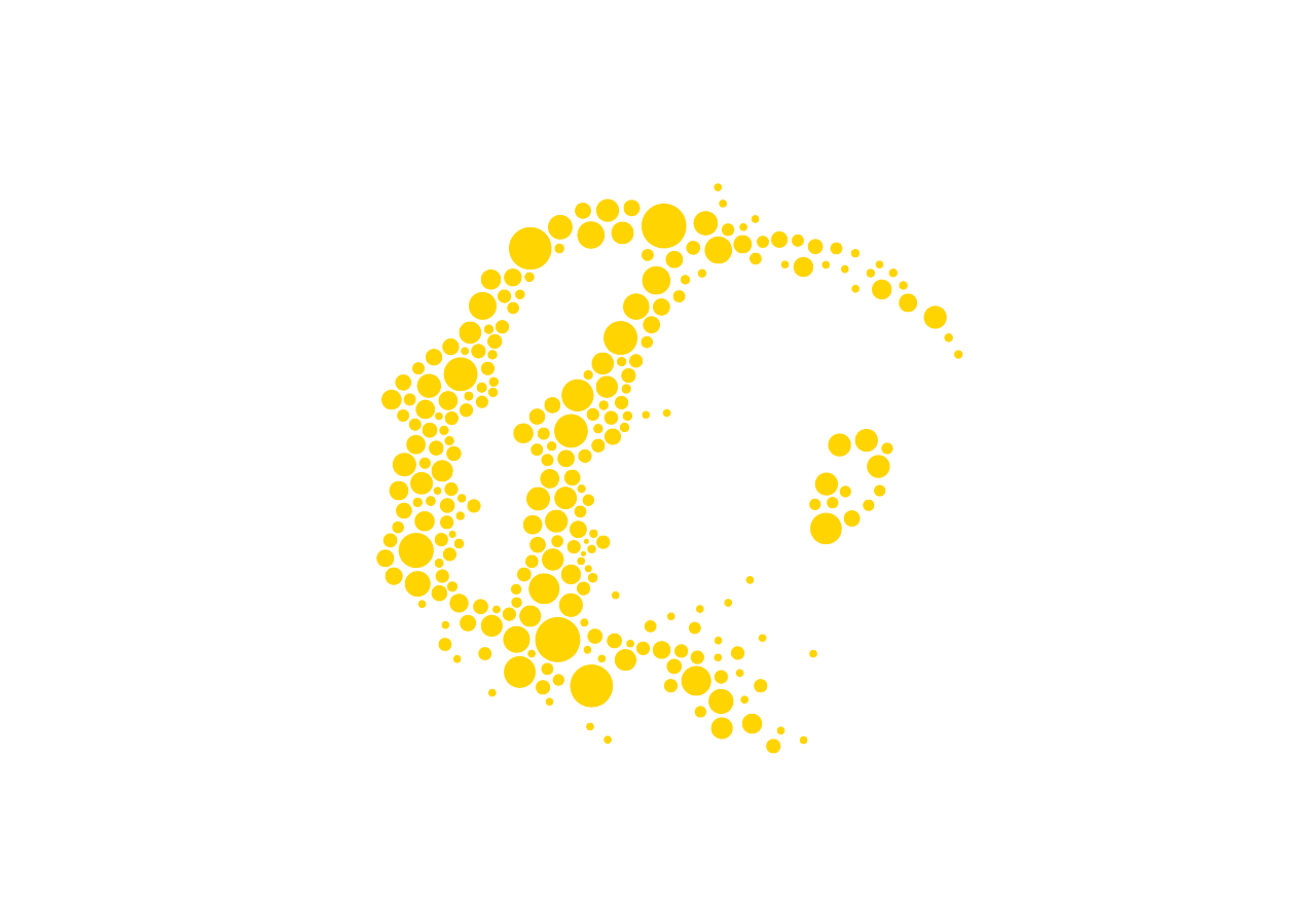 Yellow circles form the shape of two faces