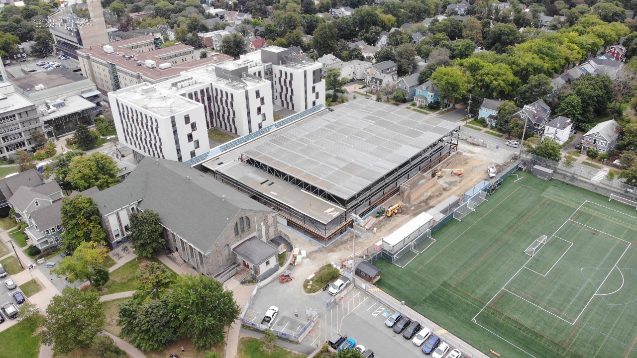 An aerial view of the new Oulton-Stanish Centre under construction.