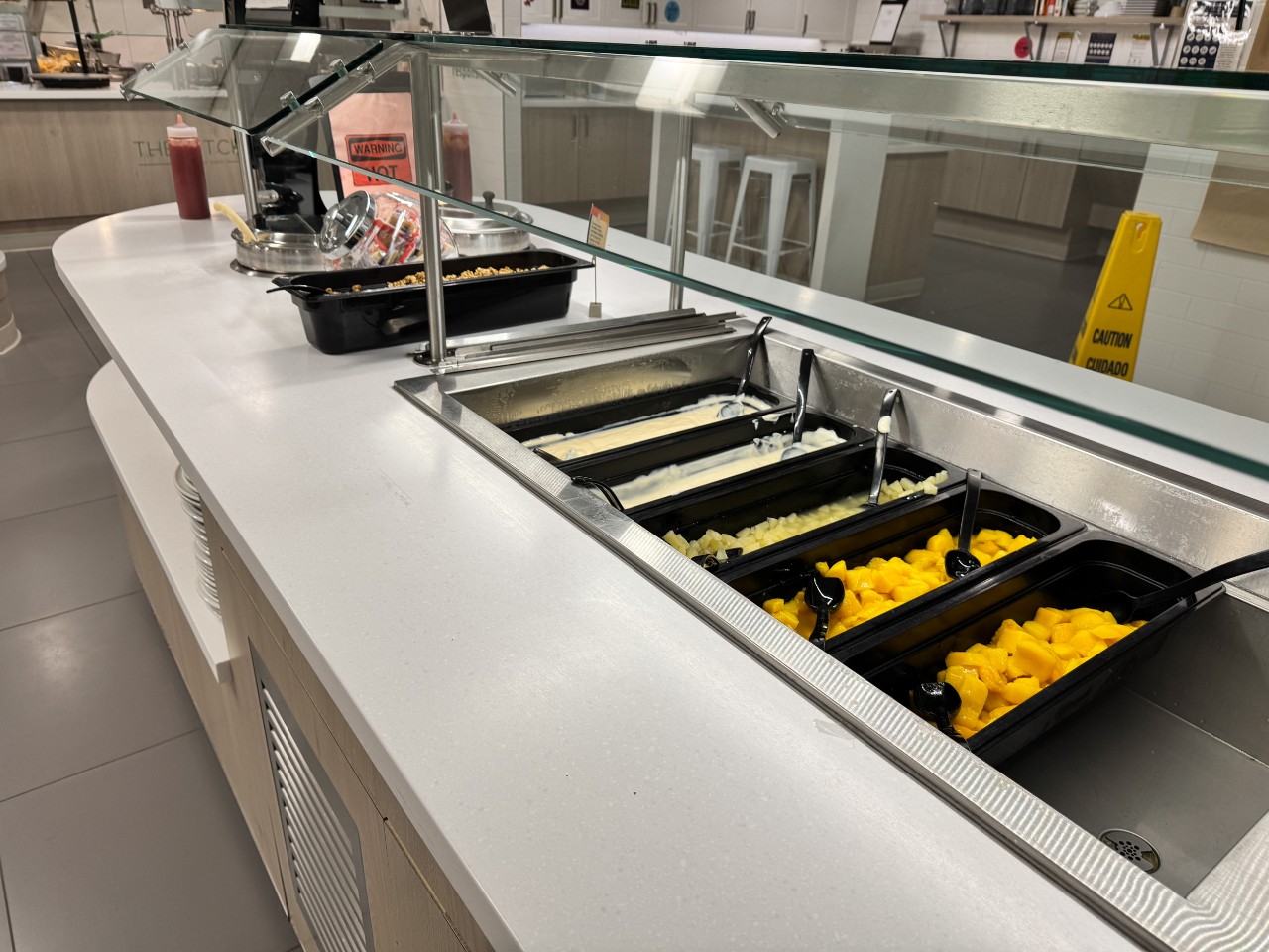 The fruit bar during a breakfast service in Jenkins dining hall has plenty of options to choose from