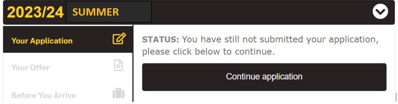 Screenshot of the application page for Summer Residence