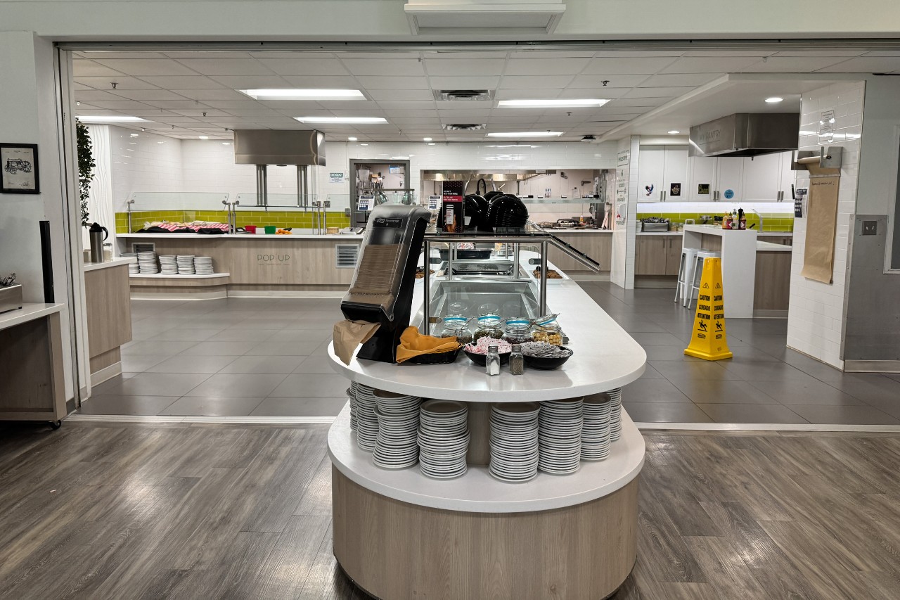 The serving area at Jenkins dining hall in Truro, with many self-serve options to create a custom meal
