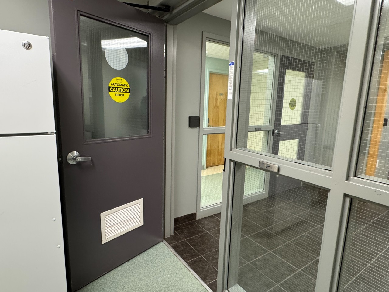 A kitchen in Risley Hall with an accessible automatic door