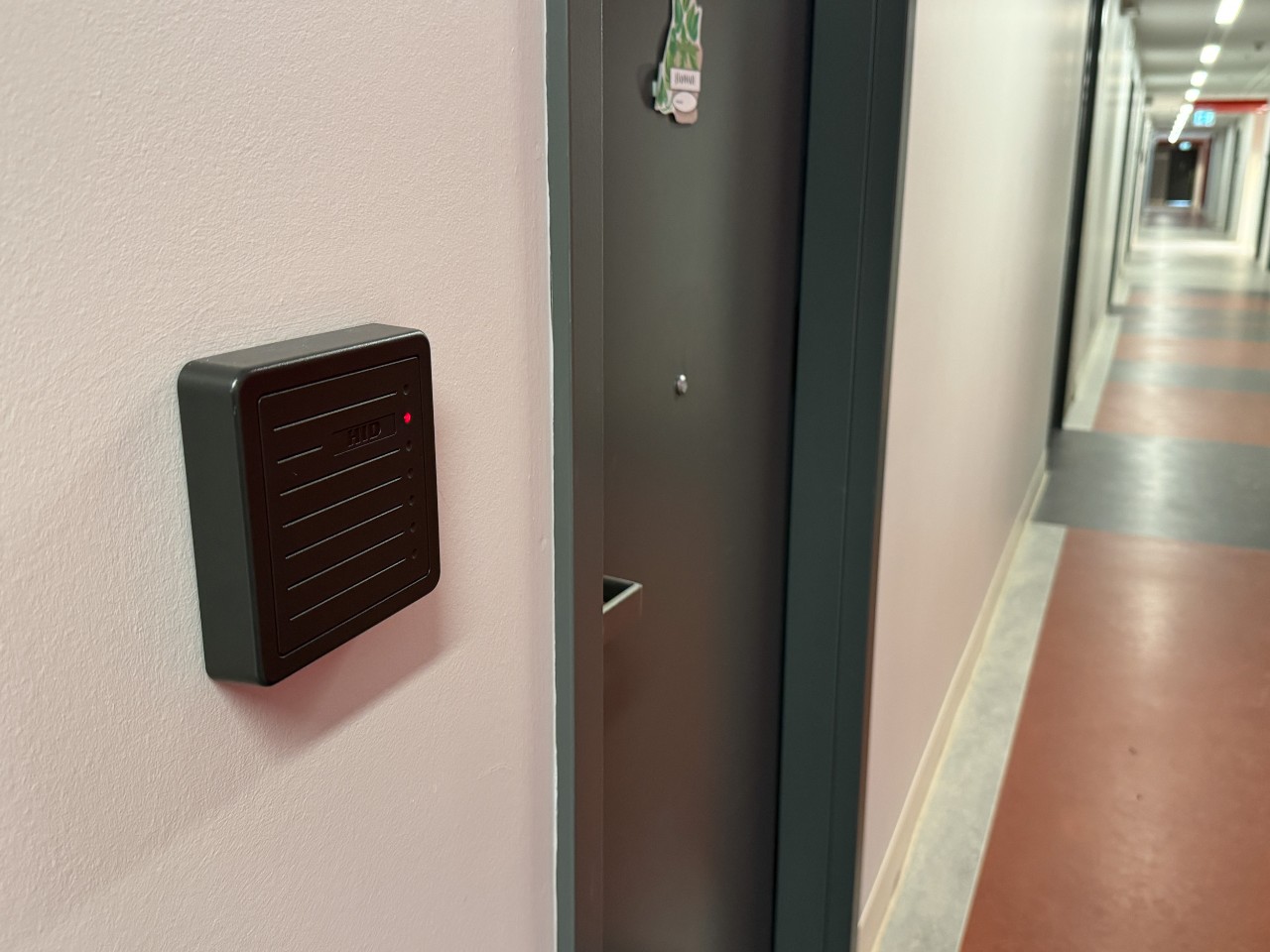 The card scanner in the hallway in LeMarchant Place for an automatic door opener