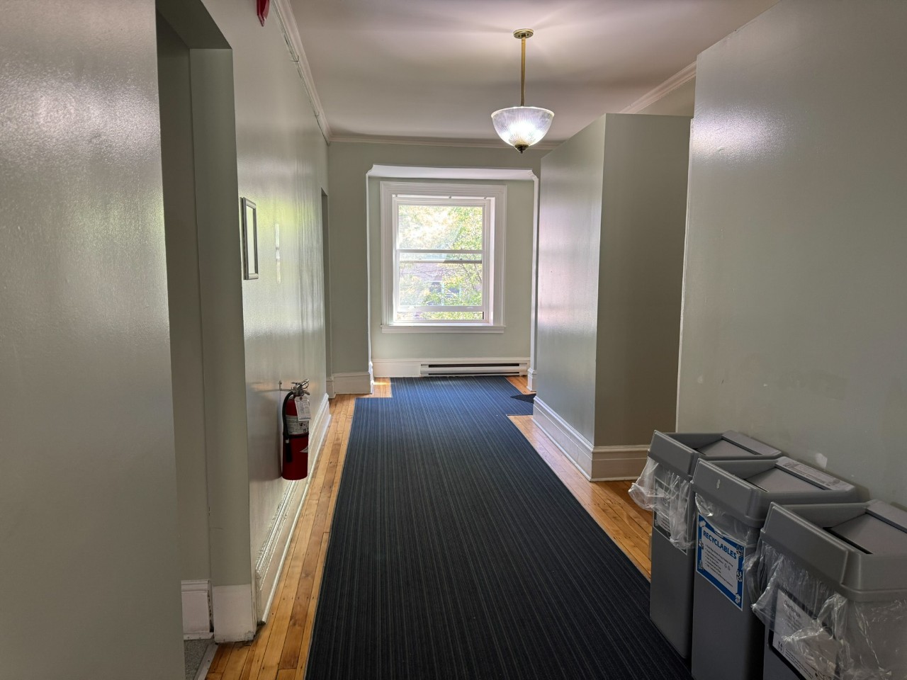 The hallway on an upper floor at Grad House
