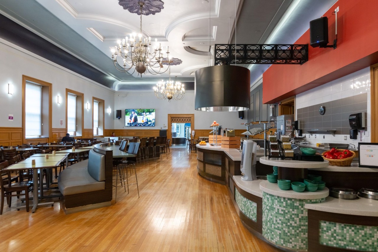 The main dining area in the Howe dining hall