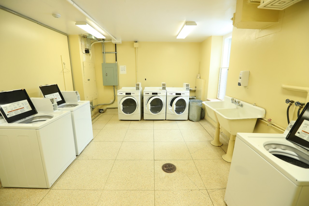 A large laundry room in Howe Hall